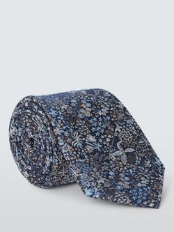 John Lewis Silk Woodland Floral Tie, Navy, Navy