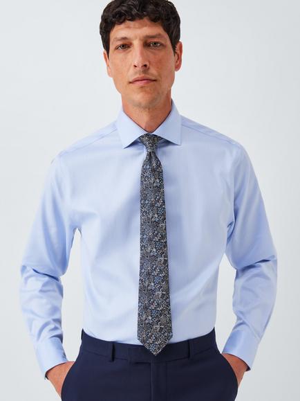 John Lewis Silk Woodland Floral Tie, Navy - view 2, Navy