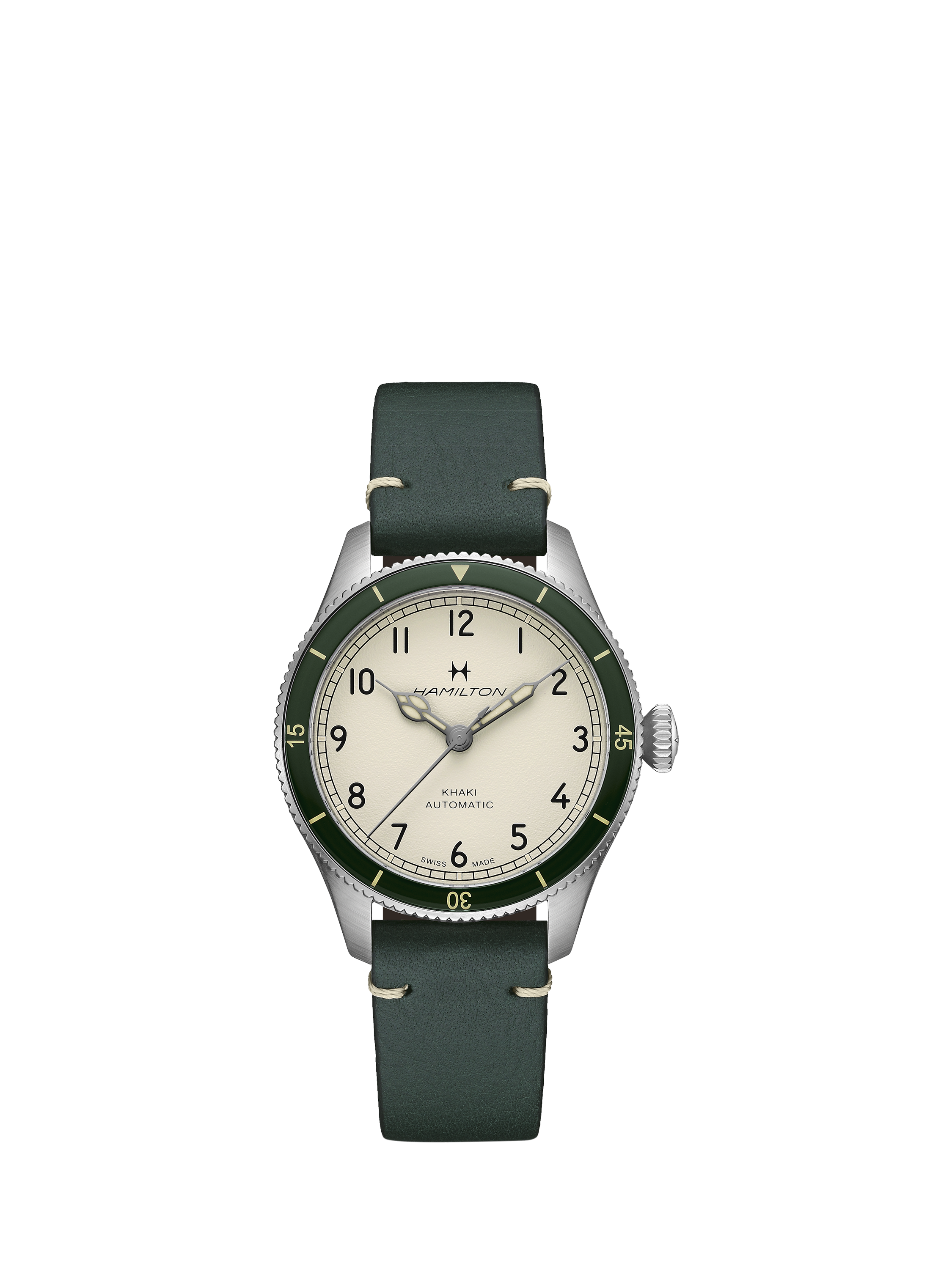 Product image 1 of 3, which shows Hamilton H76255810 Unisex Jazzmaster Skeleton Leather Strap Watch, White