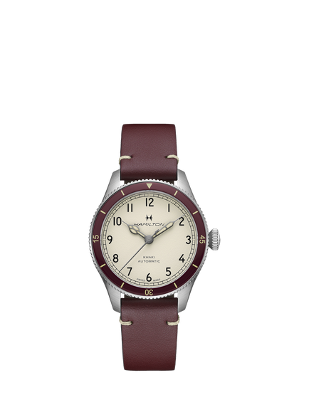 Hamilton H76265810 Unisex Aviation Pilot Pioneer Leather Strap Watch, White