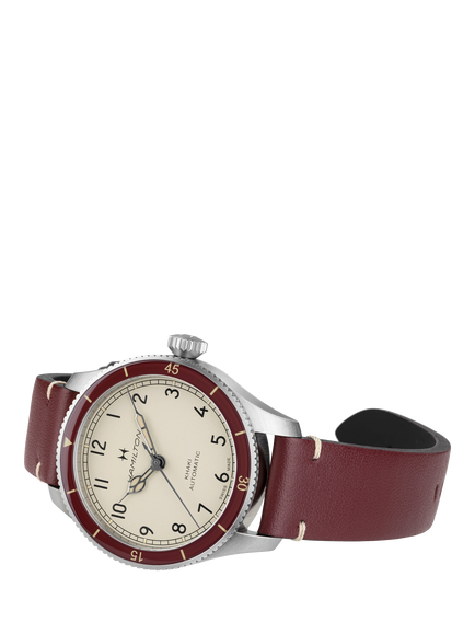 Hamilton H76265810 Unisex Aviation Pilot Pioneer Leather Strap Watch - view 2, White