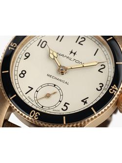 Hamilton H76709510 Unisex Aviation Pilot Pioneer Leather Strap Watch, White, White