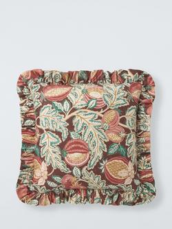 John Lewis x Sanderson Cantaloupe Frilled Cushion, Brown