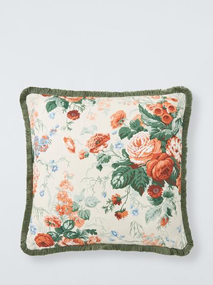 John Lewis x Sanderson Stapleton Park Cushion, Multi, Red/Multi