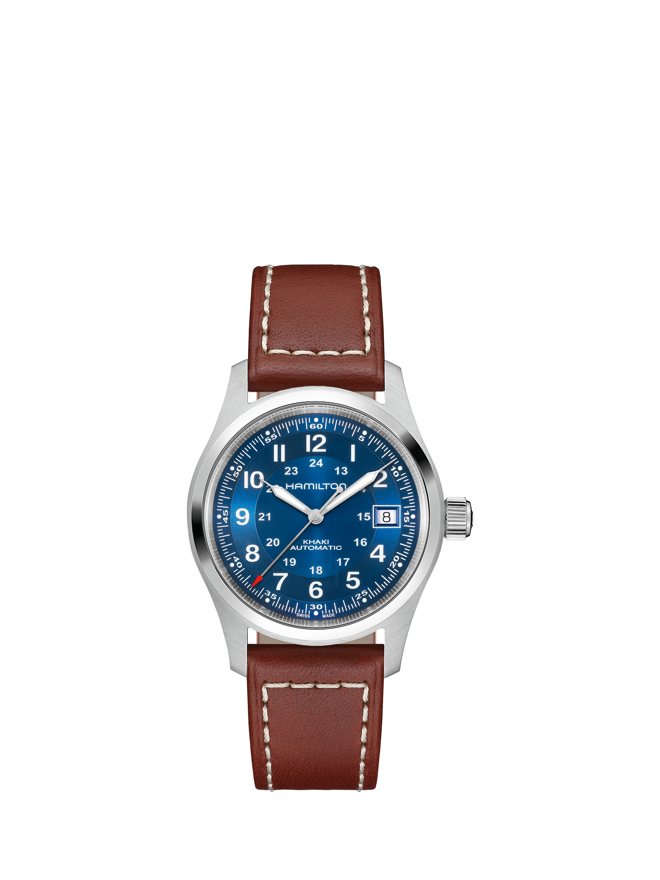 Hamilton H70455540 Unisex Field Automatic Leather Watch, Blue