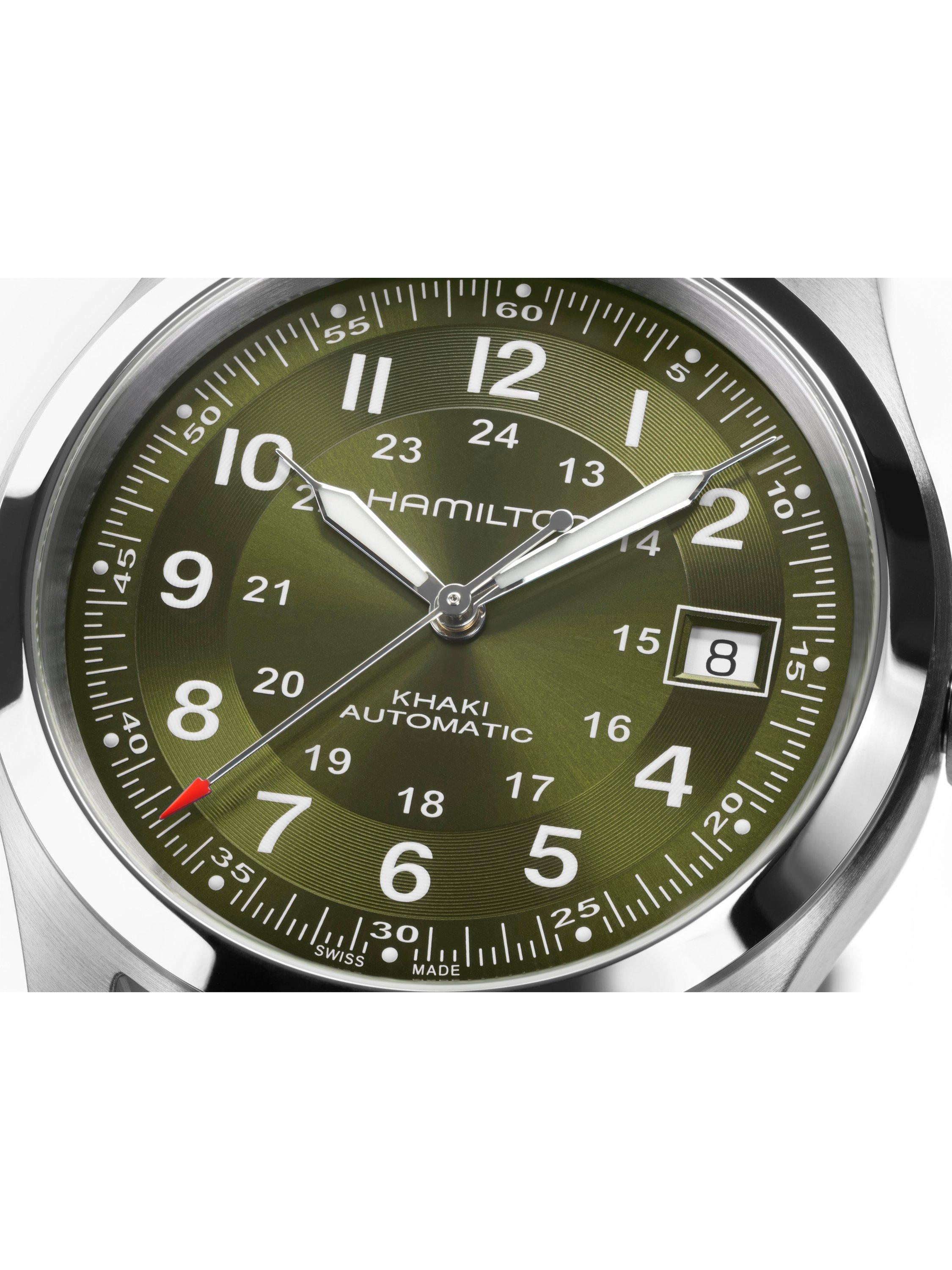 Product image 2 of 5, which shows Hamilton H70455560 Unisex Field Automatic Leather Watch, Green