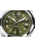 Hamilton H70455560 Unisex Field Automatic Leather Watch, Green