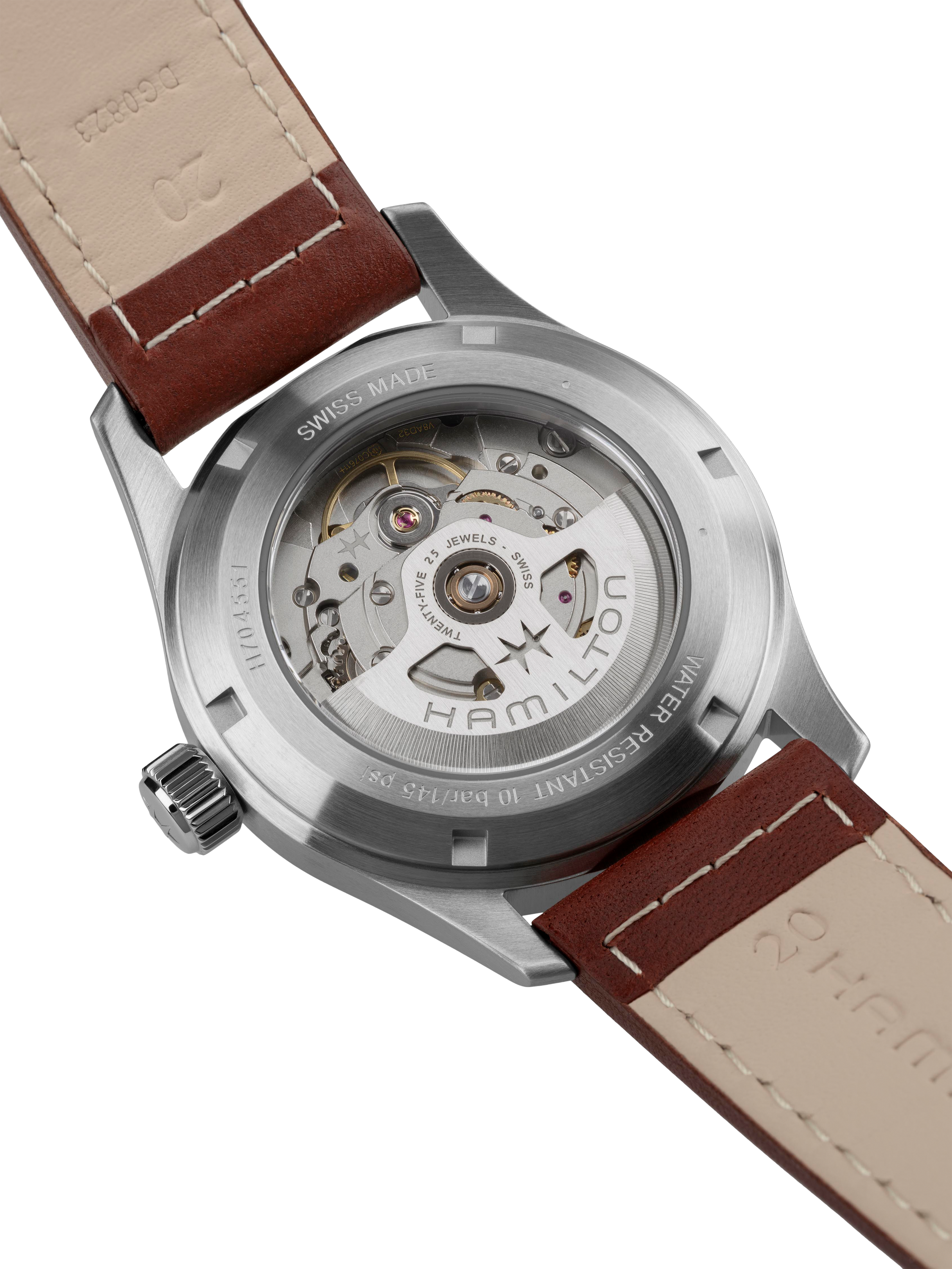 Product image 5 of 5, which shows Hamilton H70455560 Unisex Field Automatic Leather Watch, Green