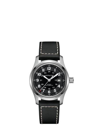 Hamilton H70605733 Unisex Field Automatic Leather Watch, Black, Black