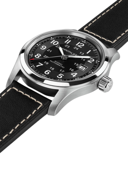 Hamilton H70605733 Unisex Field Automatic Leather Watch, Black - view 2, Black