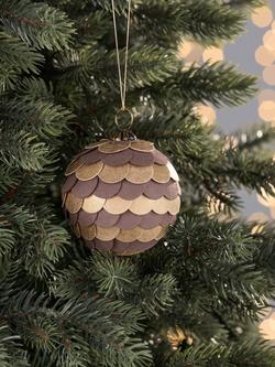 John Lewis Ancient Wonders Layered Acorn Bauble - view 2, Brown