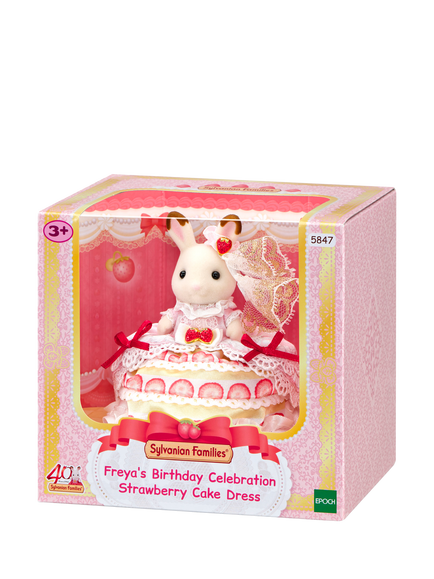 Sylvanian Families 40th Anniversary Freya's Birthday Celebration Strawberry Cake Dress, Multi