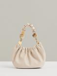 Reiss Erin Leather Bead Handle Bag, Off White