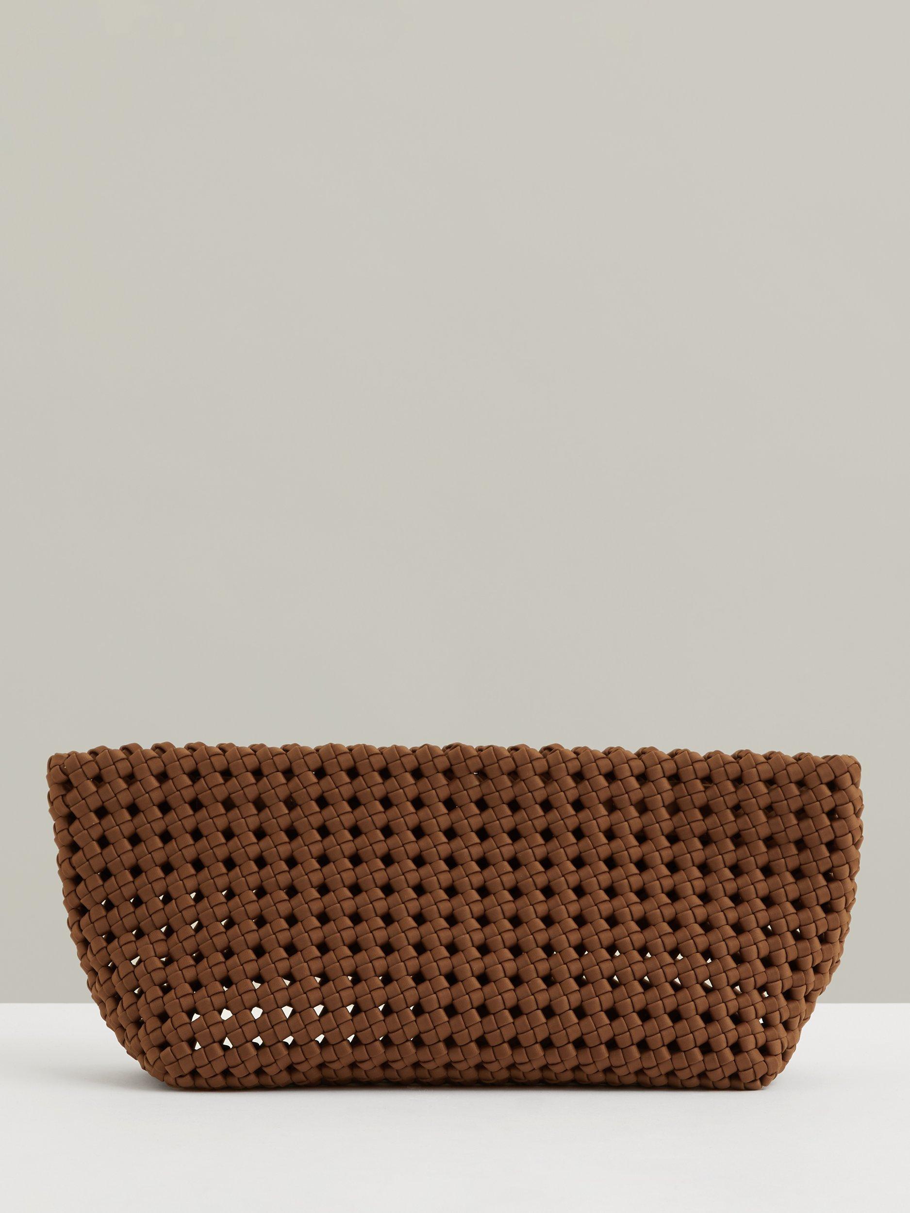Reiss Nadine Woven Clutch Bag, Tan