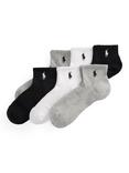 Ralph Lauren Quarter Socks, Pack of 6, Grey Assorted