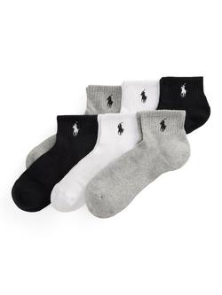 Ralph Lauren Quarter Socks, Pack of 6, Grey Assorted, Grey Assorted