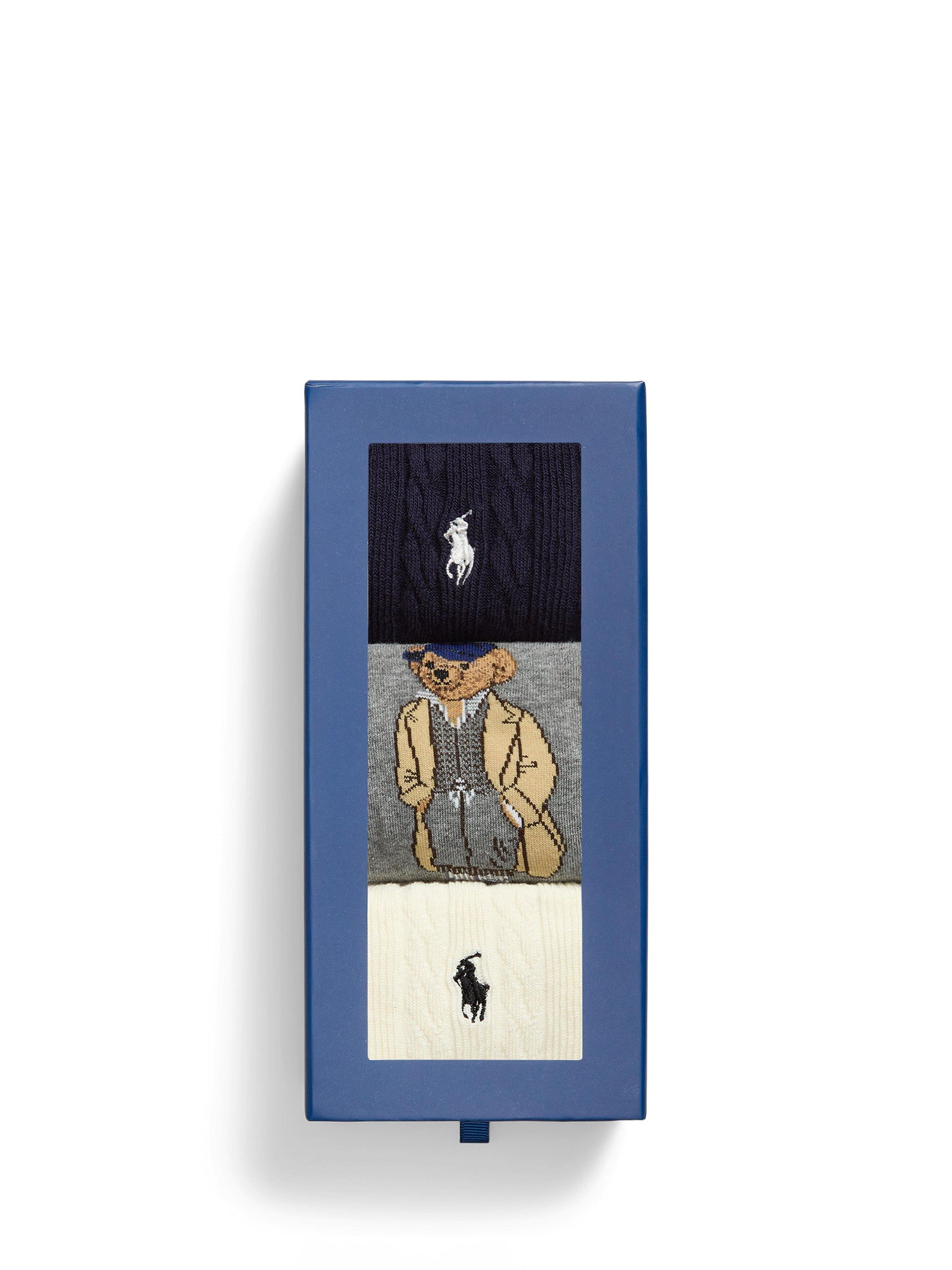 Product image 2 of 2, which shows Ralph Lauren Bear Socks, Pack of 3