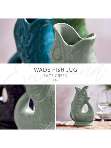 Wade Pottery Fish Earthenware Jug, 600ml, Sage Green - view 2, Sage Green