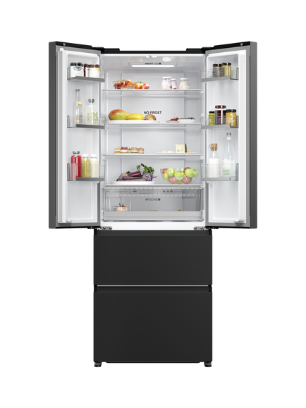 Haier HFR5719ENPB Freestanding 60/40 French Fridge Freezer, Slate Black - view 2, Slate Black