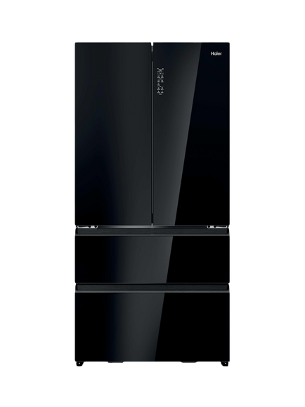 Haier HFR79F19DFGB Freestanding 60/40 Fridge Freezer, Black Glass, Black Glass