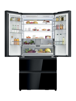 Haier HFR79F19DFGB Freestanding 60/40 Fridge Freezer, Black Glass - view 2, Black Glass