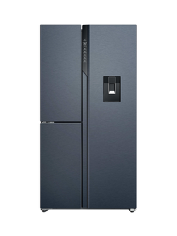 Haier HSPR79F18EWMBUK Freestanding 60/40 American Fridge Freezer, Brushed Black, Brushed Black