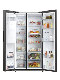 Haier HSW59F18EIPT Freestanding 60/40 Fridge Freezer, Slate Black - view 2, Slate Black