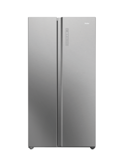Haier HSW79F18ANMM Freestanding 60/40 American Fridge Freezer, Inox, Inox