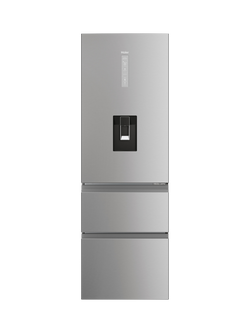 Haier HTW5618EWMG Freestanding 60/40 French Style Fridge Freezer, Gentle Silver, Gentle Silver
