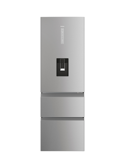 Haier HTW5618EWMG Freestanding 60/40 French Style Fridge Freezer, Gentle Silver, Gentle Silver