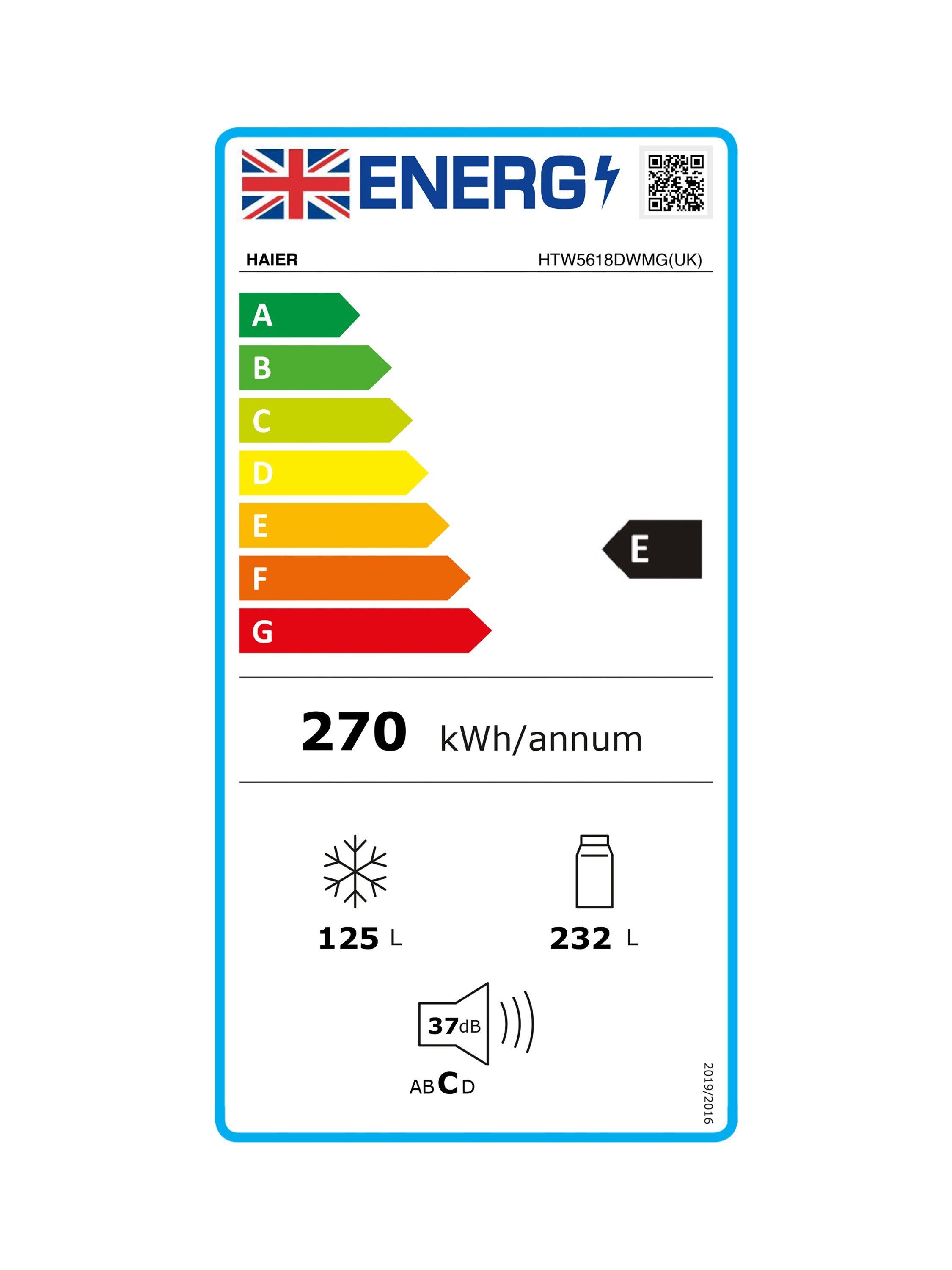 This item is rated E for energy efficiency on a scale from A (most efficient) to G (least efficient).