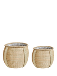 Ivyline Pando Woven Seagrass Indoor Basket Planter, Set of 2, Natural