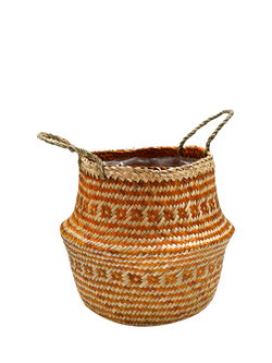 Ivyline Tribal Woven Seagrass Indoor Planter, H30cm, Amber, Amber