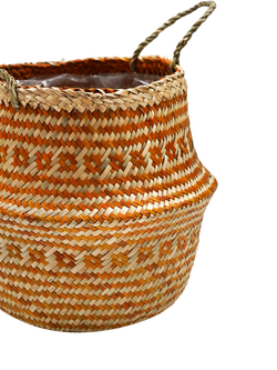 Ivyline Tribal Woven Seagrass Indoor Planter, H30cm, Amber - view 2, Amber