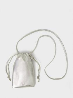 Crew Clothing Leather Mini Bag, Silver Grey
