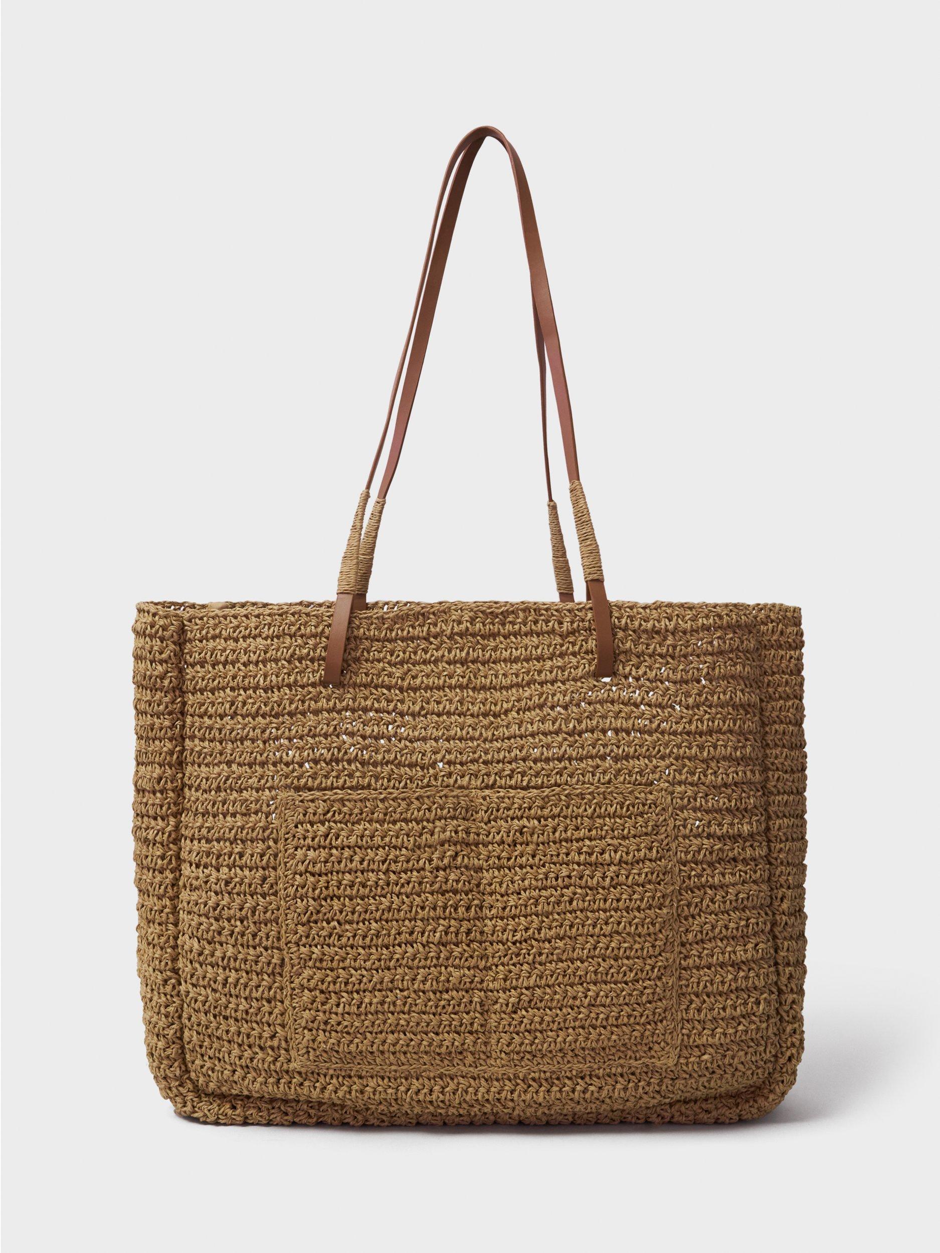Product image 1 of 3, which shows Crew Clothing Straw Shopper Bag, Brown
