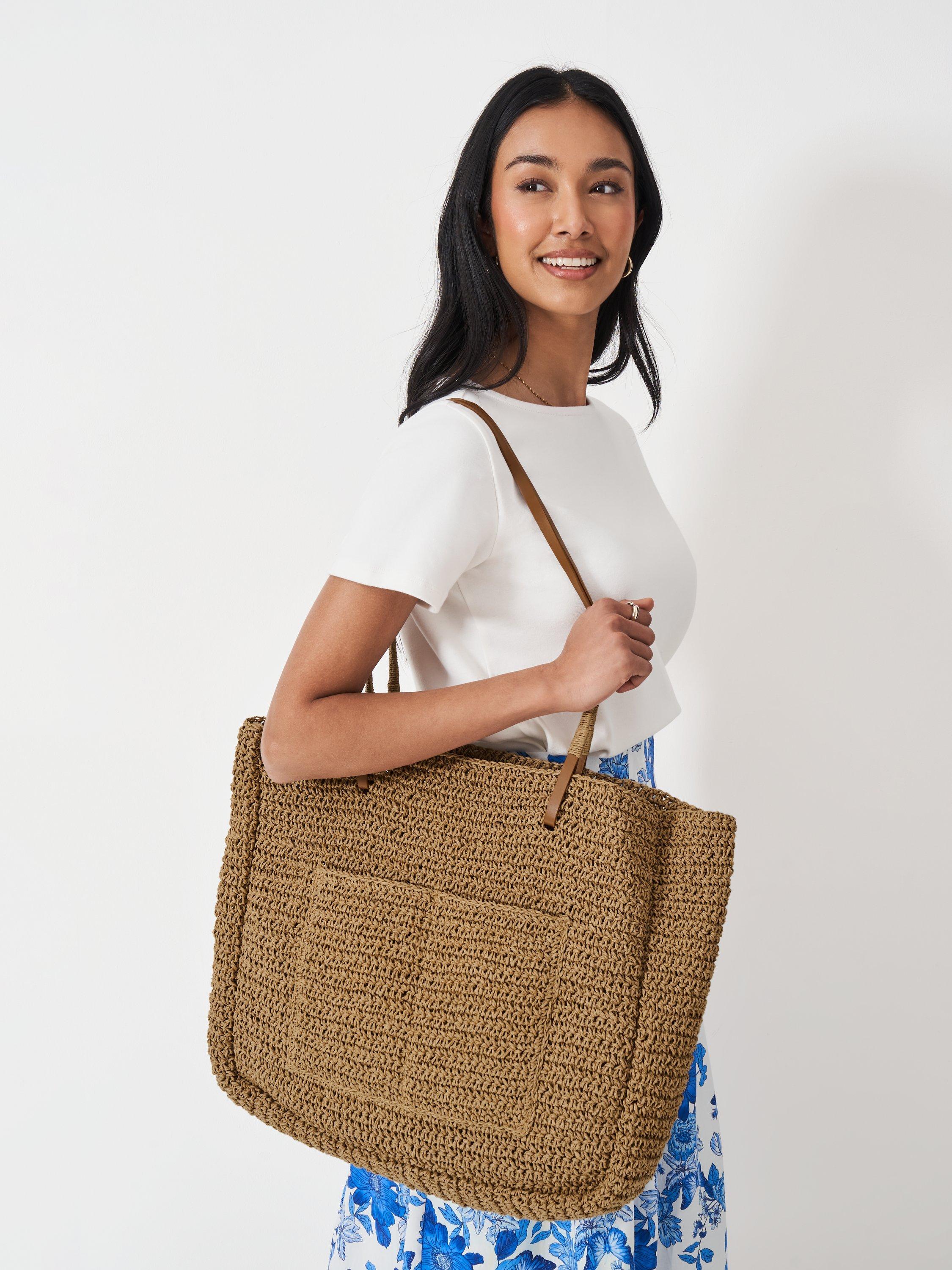Product image 2 of 3, which shows Crew Clothing Straw Shopper Bag, Brown