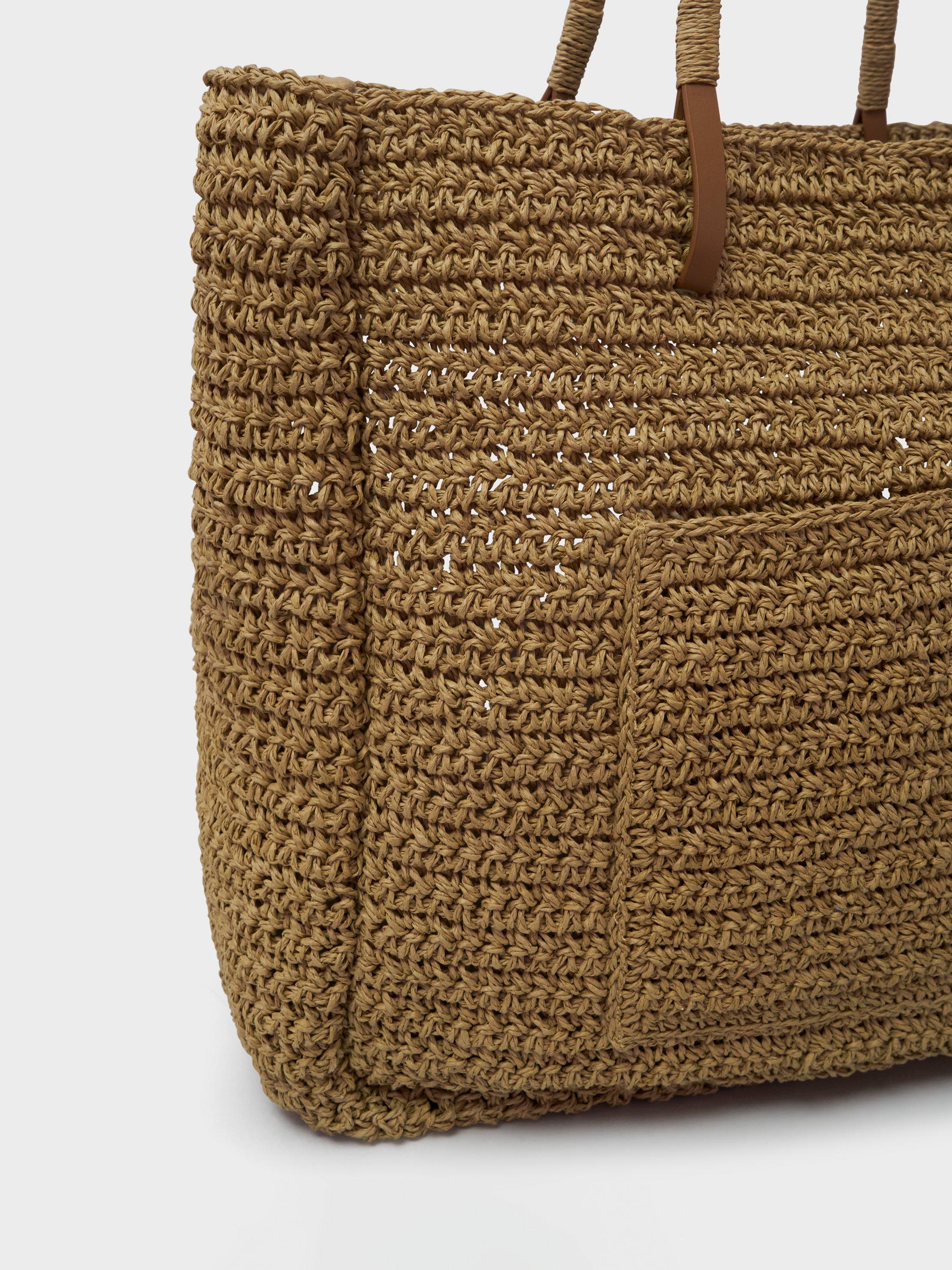 Product image 3 of 3, which shows Crew Clothing Straw Shopper Bag, Brown