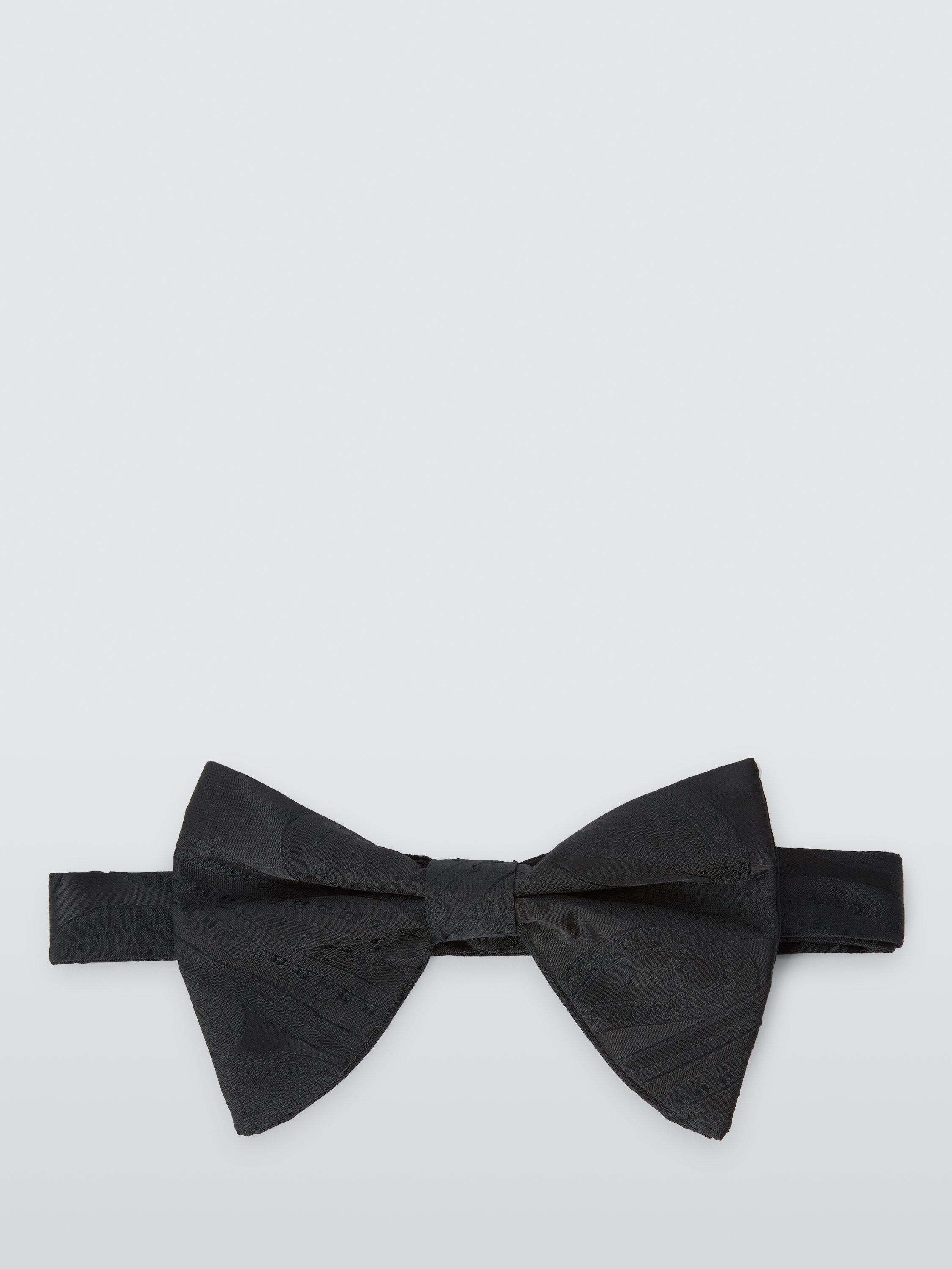 Product image 1 of 2, which shows John Lewis Paisley Silk Blend Ready Tied Bow Tie, Black