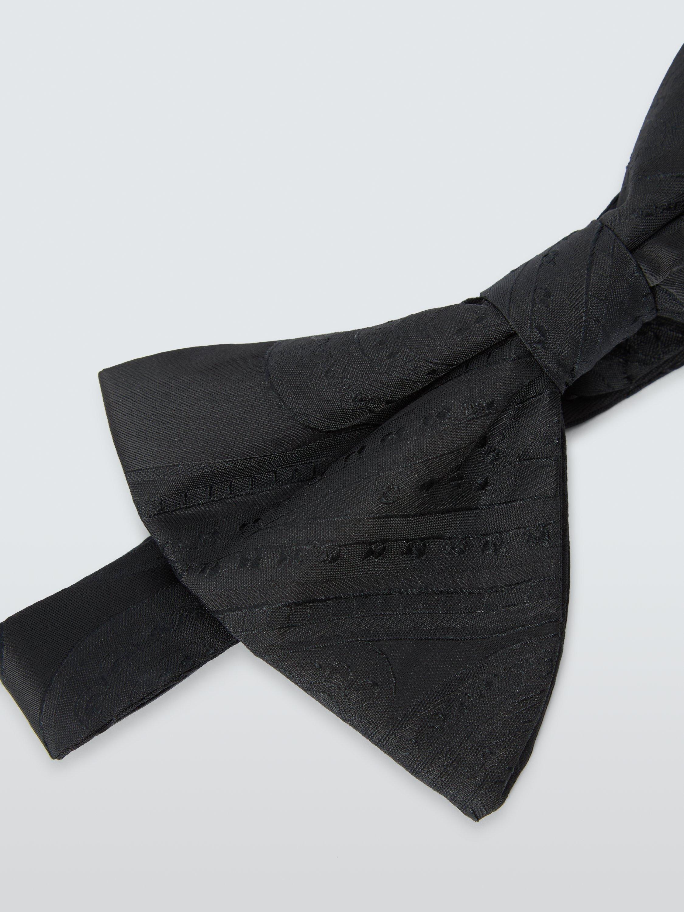 Product image 2 of 2, which shows John Lewis Paisley Silk Blend Ready Tied Bow Tie, Black
