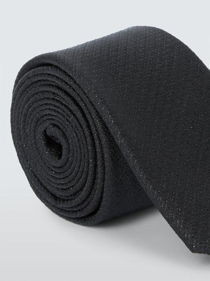 John Lewis Sparkle Silk Blend Tie, Black - view 2, Black