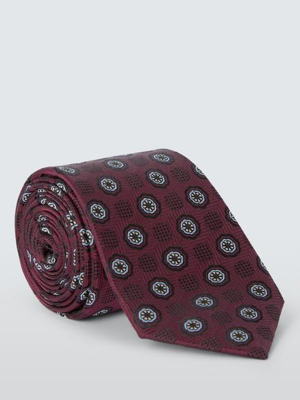 John Lewis Large Circle Foulard Silk Tie, Burgundy, Burgundy