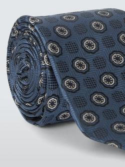 John Lewis Large Circle Foulard Silk Tie, Airforce - view 2, Airforce