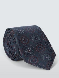 John Lewis Large Foulard Silk Tie, Teal, Teal