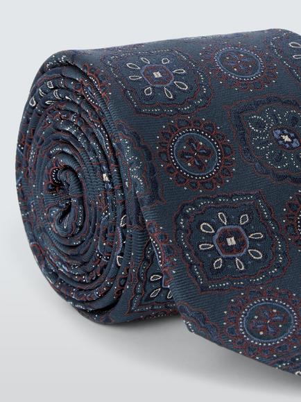 John Lewis Large Foulard Silk Tie, Teal - view 2, Teal