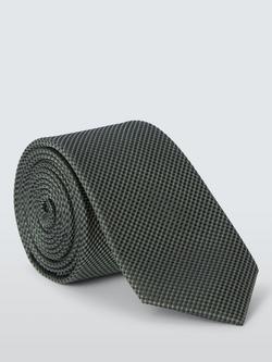 John Lewis Plain Textured Slim Silk Tie, Green