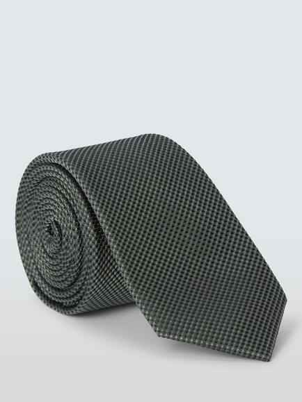 John Lewis Plain Textured Slim Silk Tie, Green