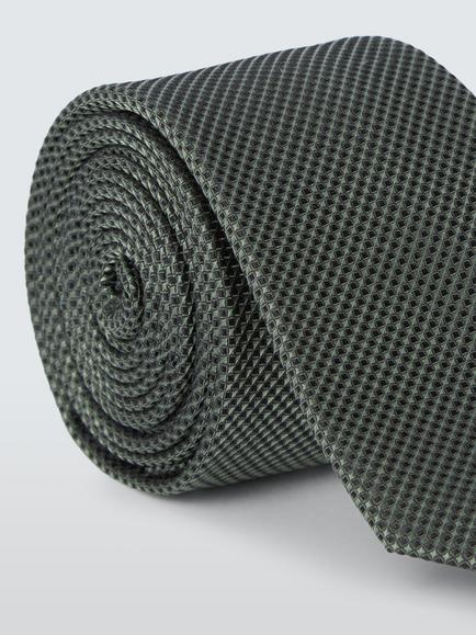 John Lewis Plain Textured Slim Silk Tie - view 2, Green