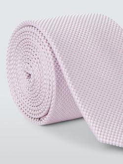 John Lewis Plain Textured Slim Silk Tie - view 2, Dusty Lilac
