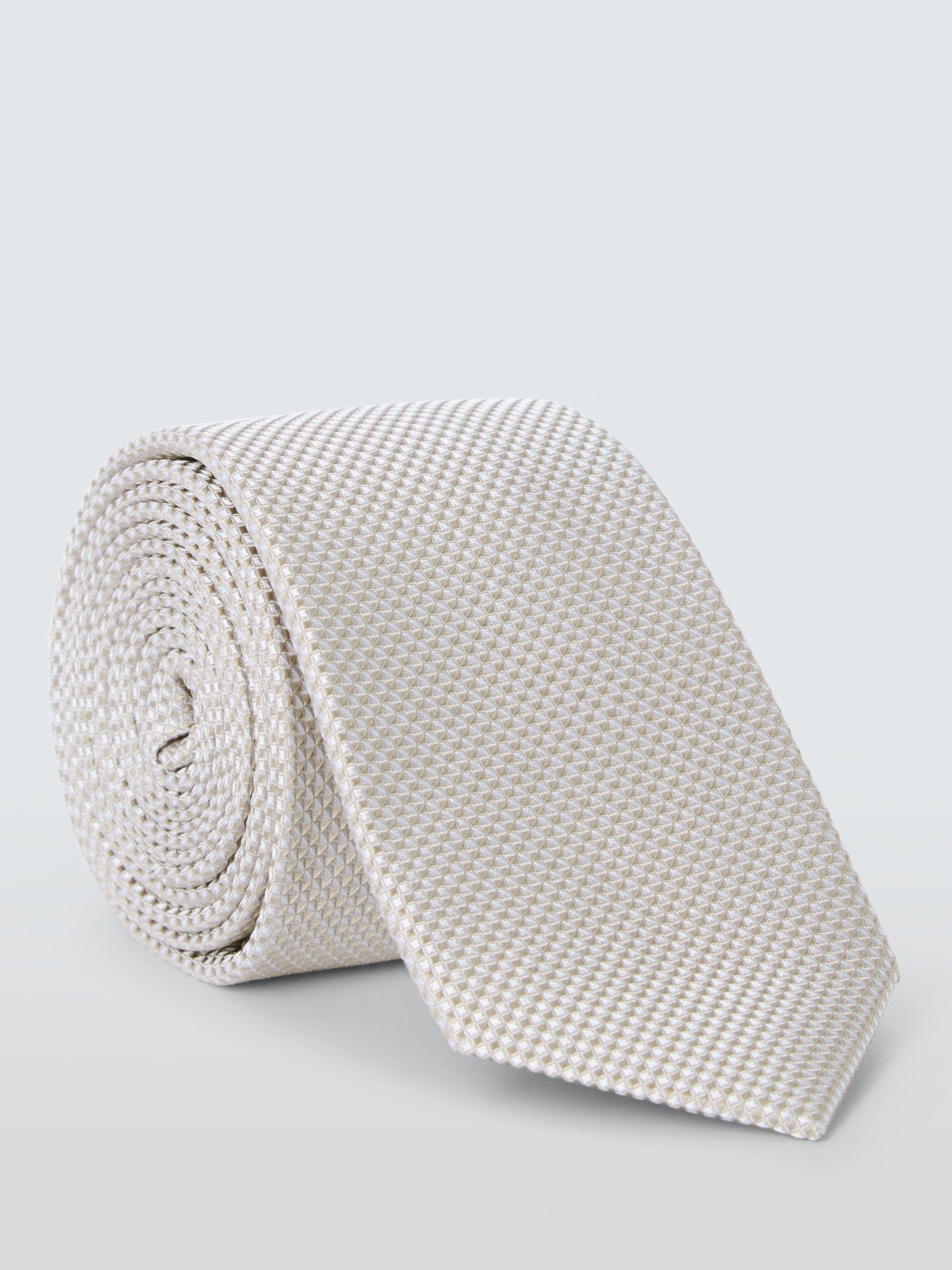 Product image 1 of 2, which shows John Lewis Plain Textured Slim Silk Tie, Champagne
